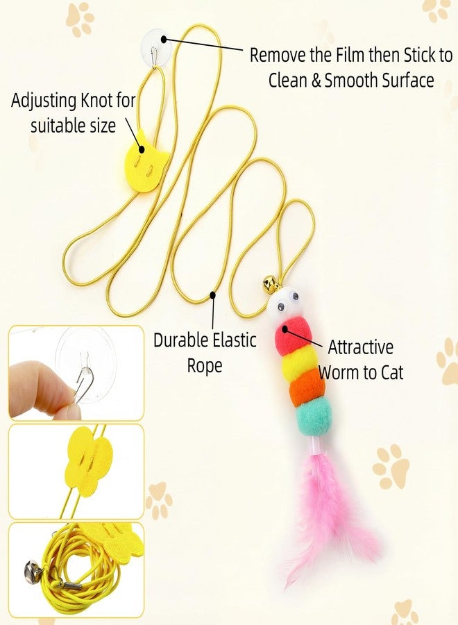 Leitee 40 Pcs Cat Toys 28 Interactive Cat Feather Toy for Indoor, 5 Rustling Tassel Papers, 4 Hanging Door Kitten Toys, 1 Fish Feather and Reusable Suction Cup, 2 Kitten Teaser Wand - Image 4
